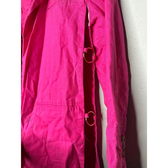 EUDON CHOI Collective Hot Pink Oversized Side Cutout Ring Blazer Coat Size 0 - Picture 7 of 11